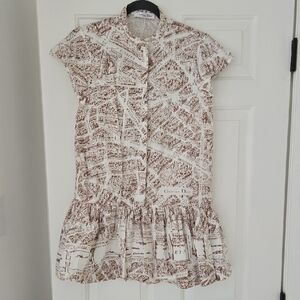 DIOR • Brown and Cream Map Print Mini Dress, Size 6